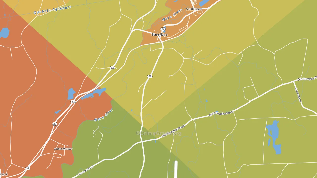 Barre Plains, MA Map of Murder Rates