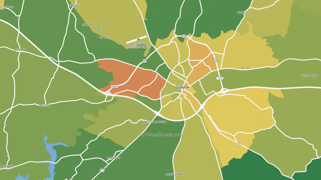 Barren County, KY Map of Murder Rates