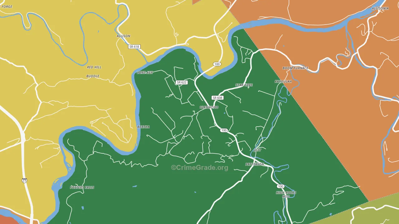 Barren Springs, VA Map of Murder Rates