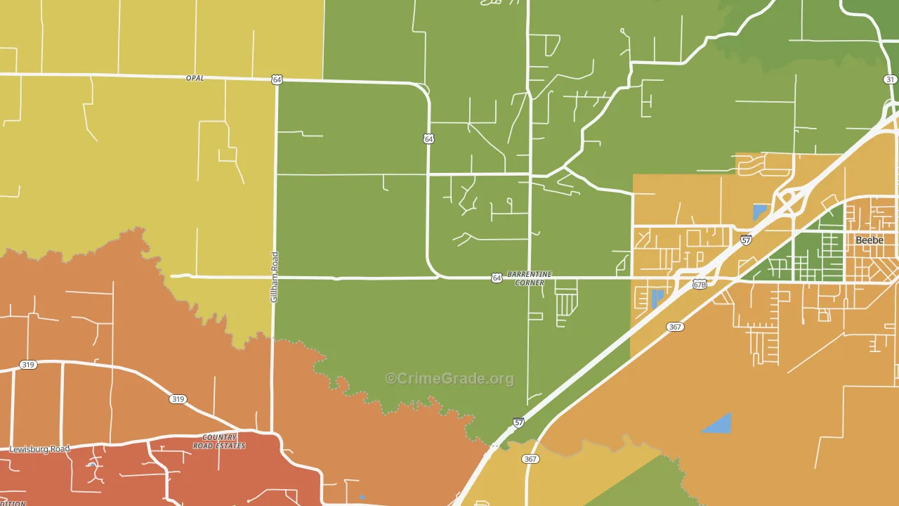 Barrentine Corner, AR Map of Murder Rates
