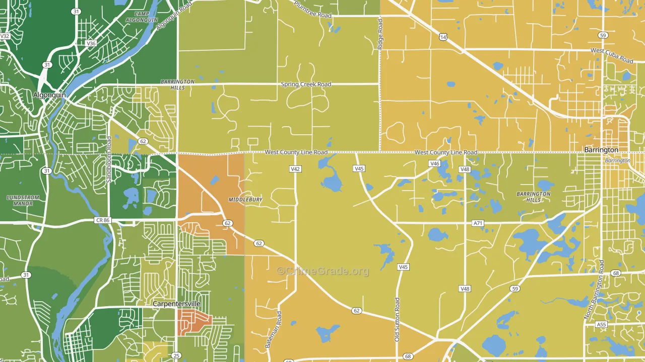 Barrington Hills, IL Map of Murder Rates