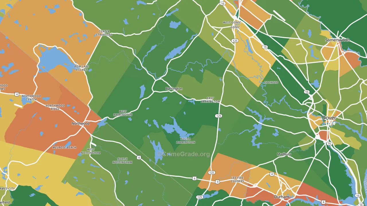 Barrington, NH Map of Murder Rates