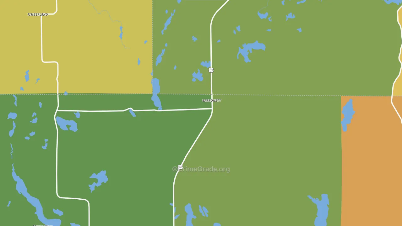Barronett, WI Map of Murder Rates