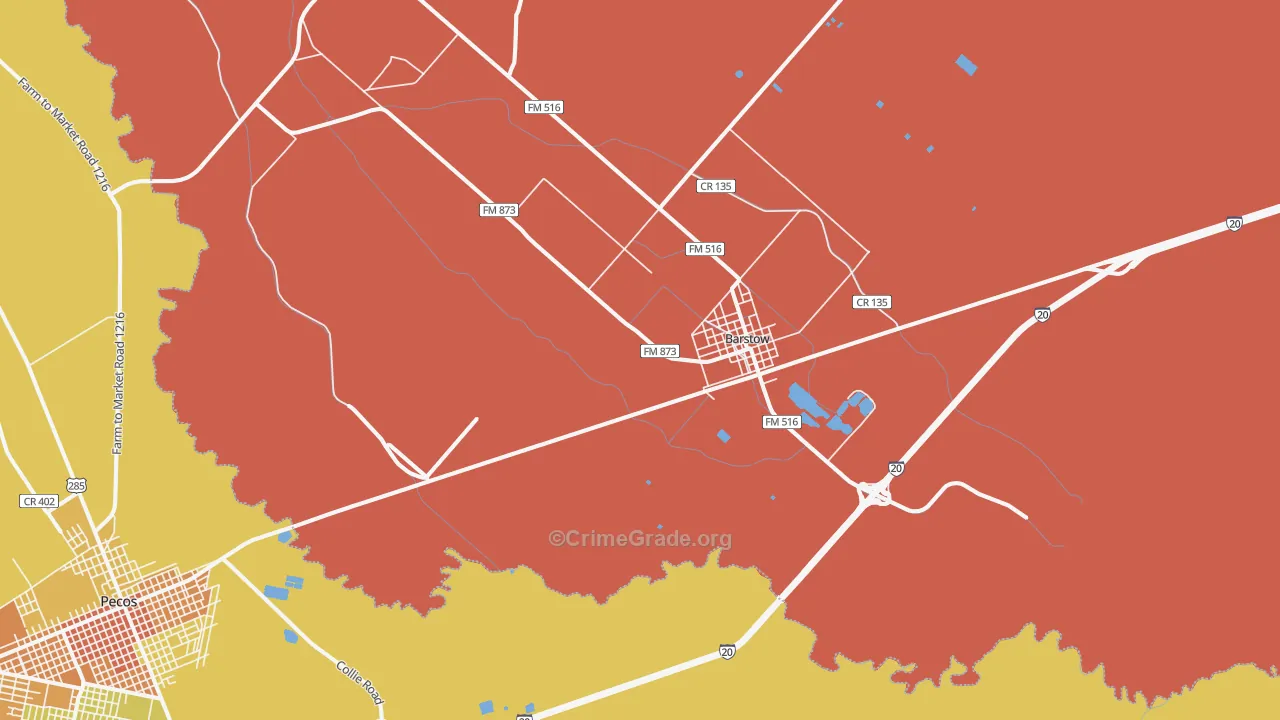 Barstow, TX Map of Murder Rates