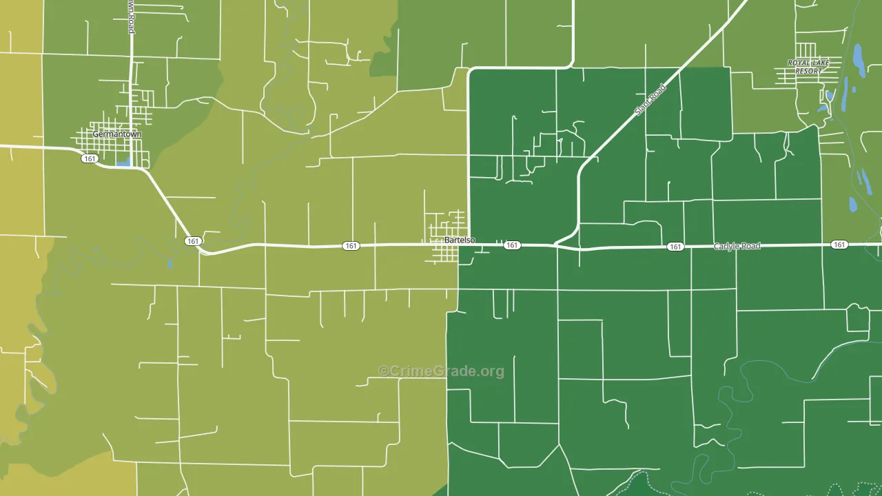 Bartelso, IL Map of Murder Rates