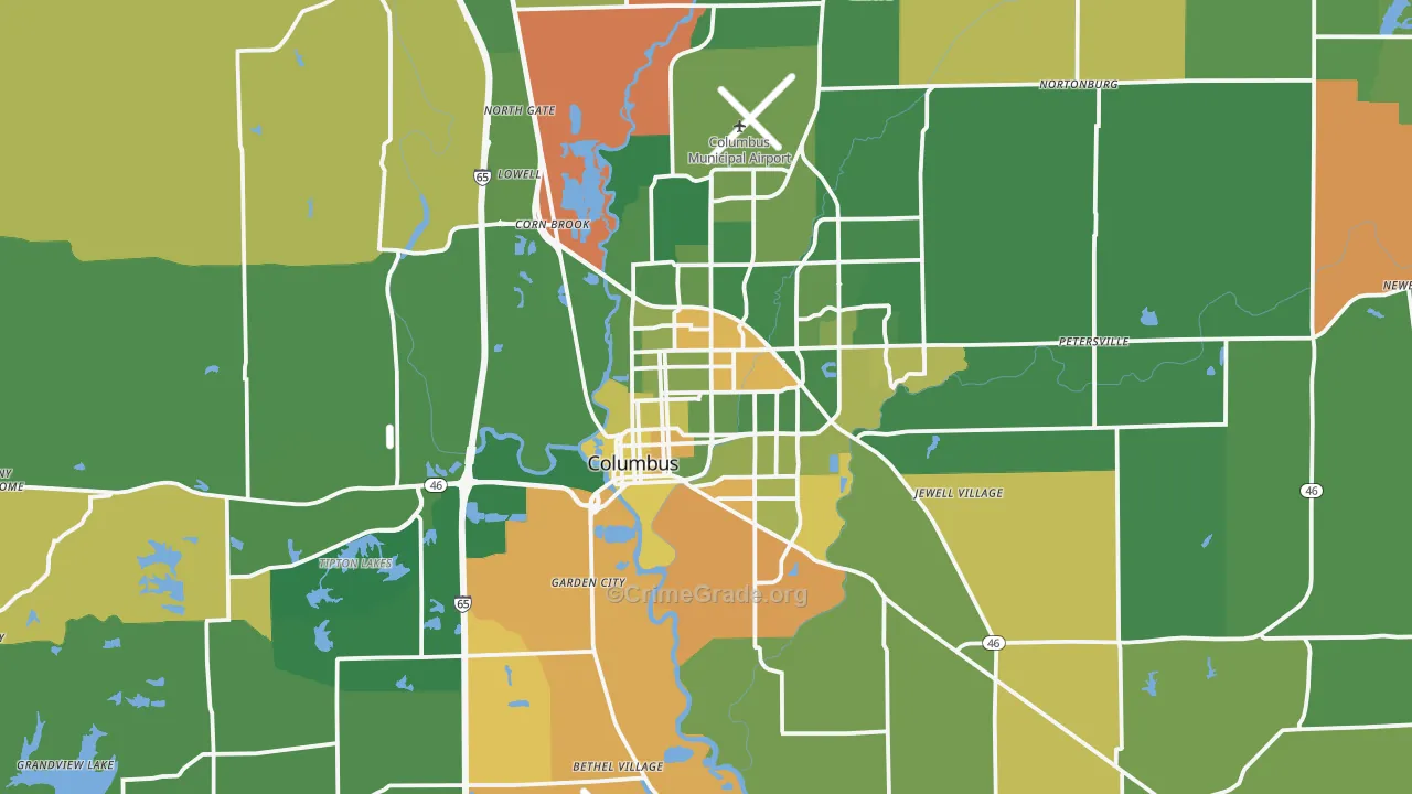 Bartholomew County, IN Map of Murder Rates