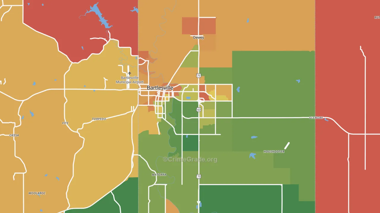Bartlesville, OK Map of Murder Rates