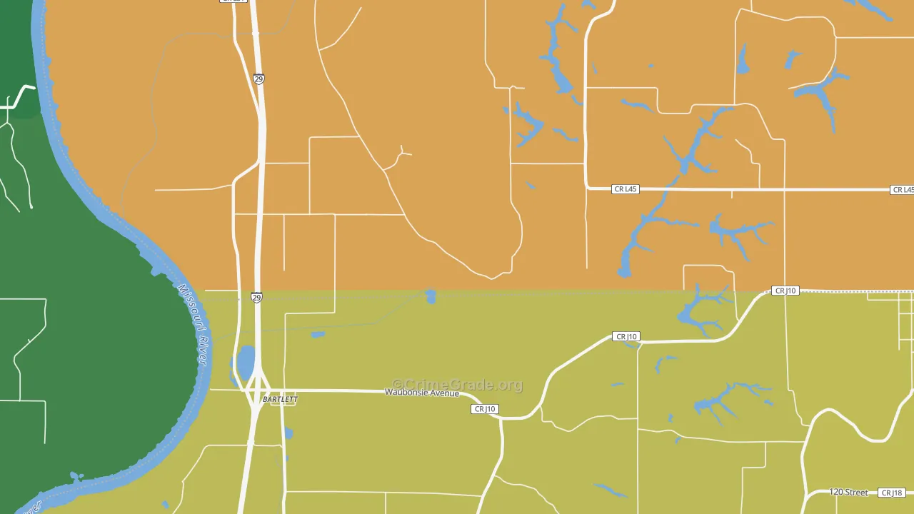 Bartlett, IA Map of Murder Rates