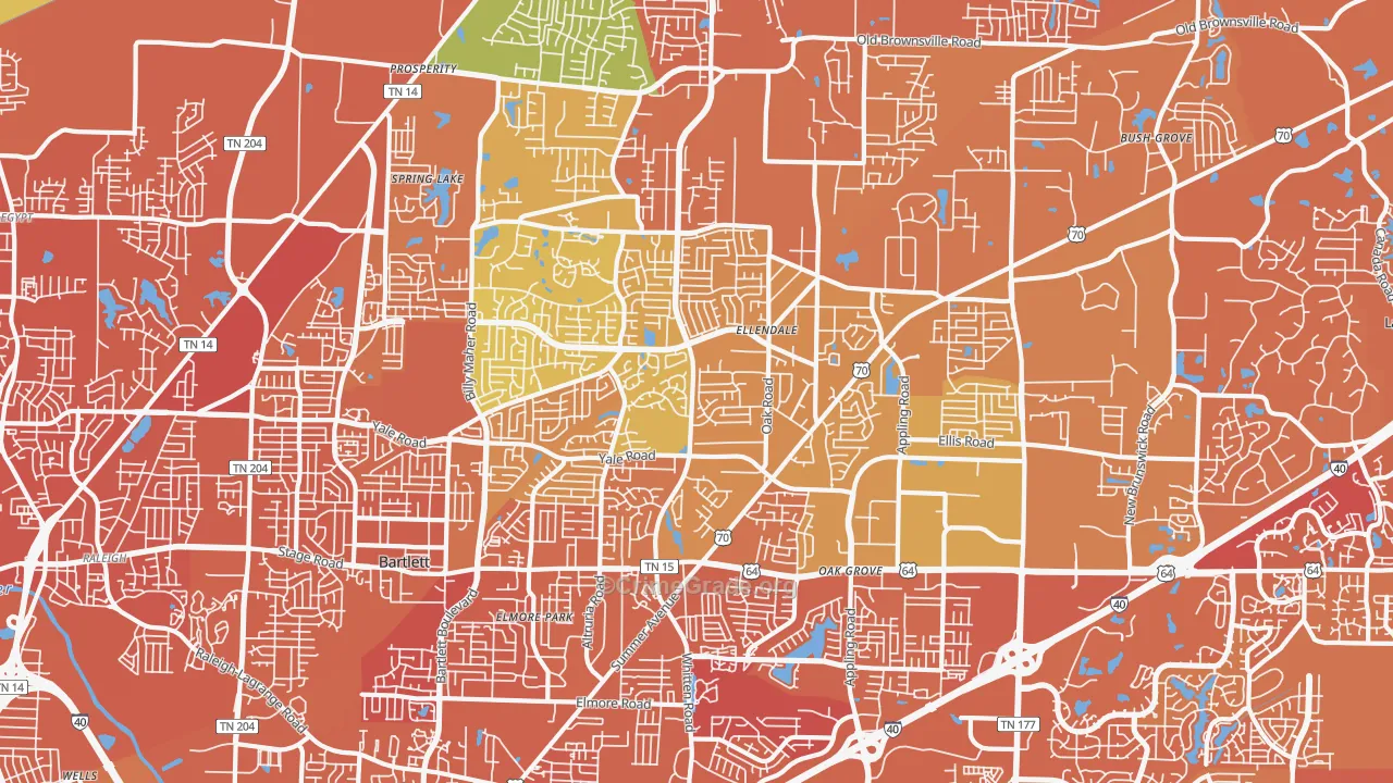 Bartlett, TN Map of Murder Rates