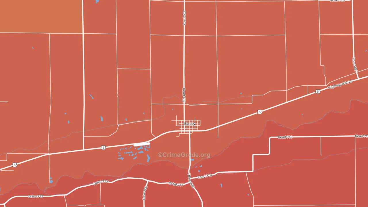 Bartley, NE Map of Murder Rates