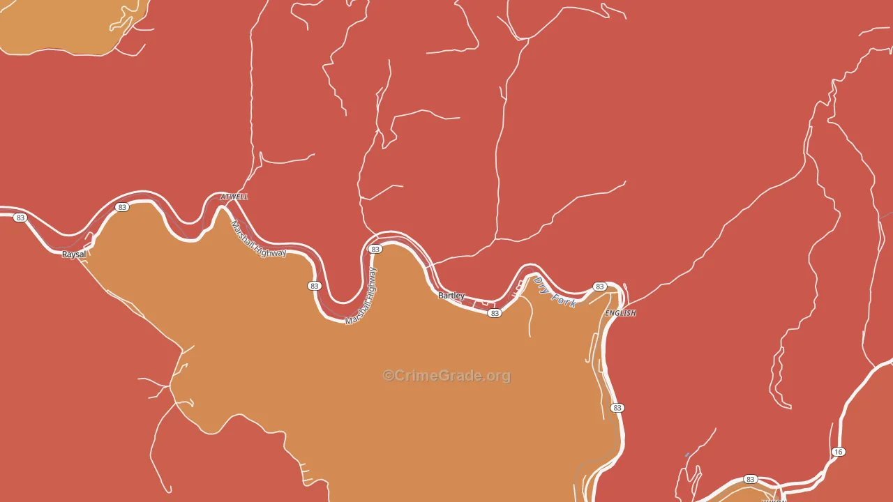 Bartley, WV Map of Murder Rates
