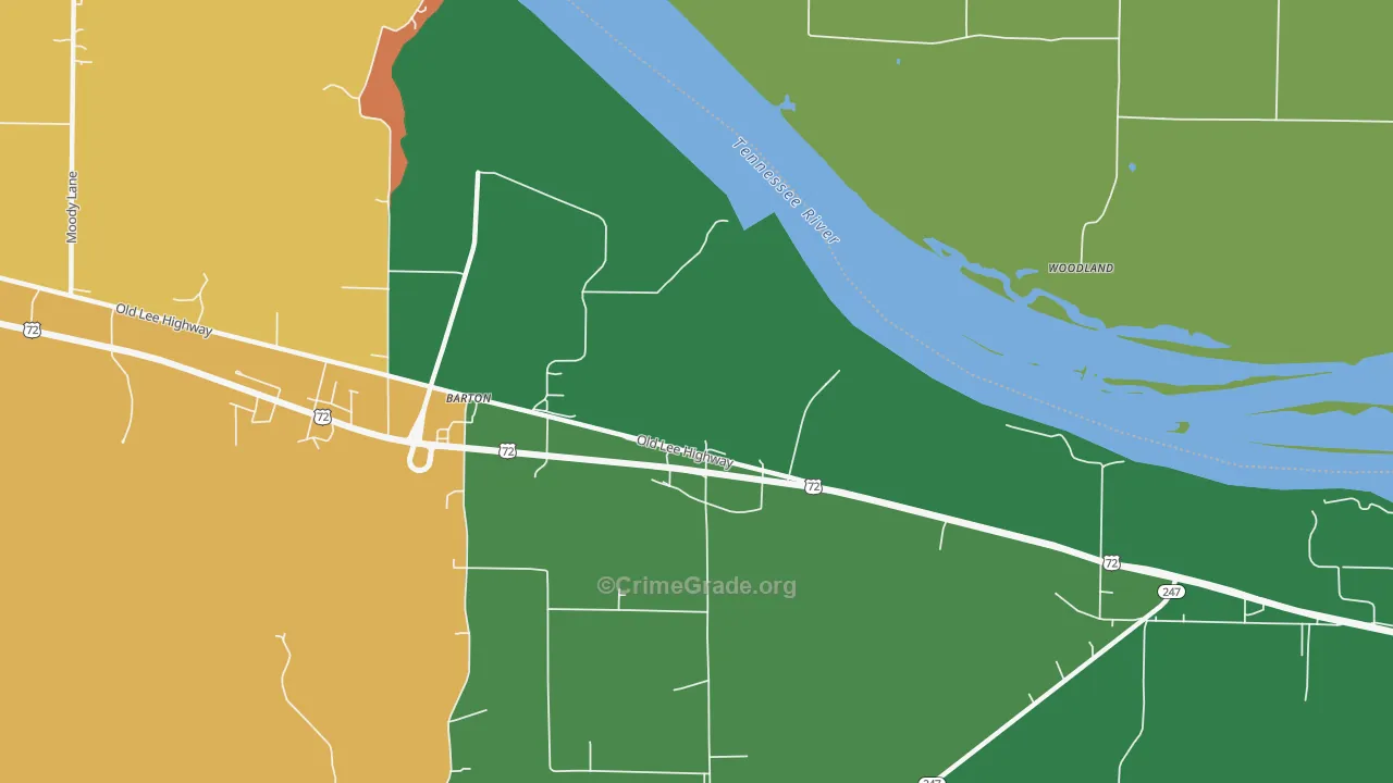 Barton, AL Map of Murder Rates