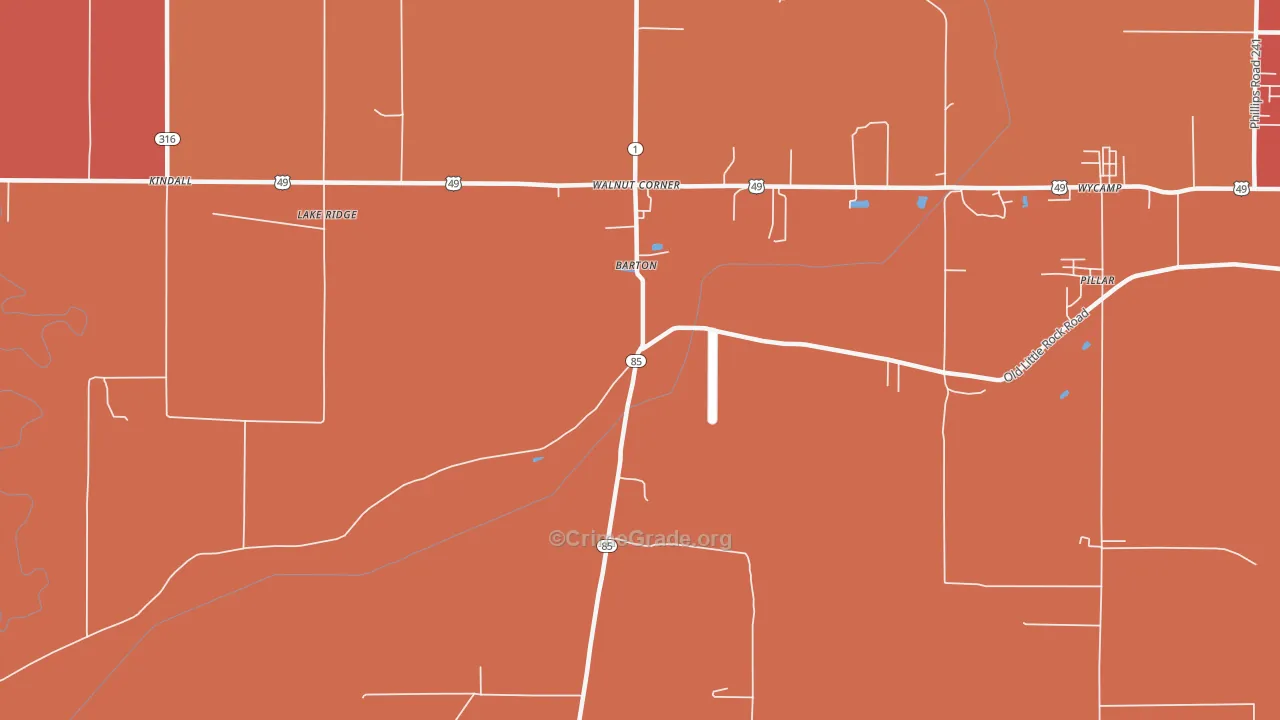 Barton, AR Map of Murder Rates