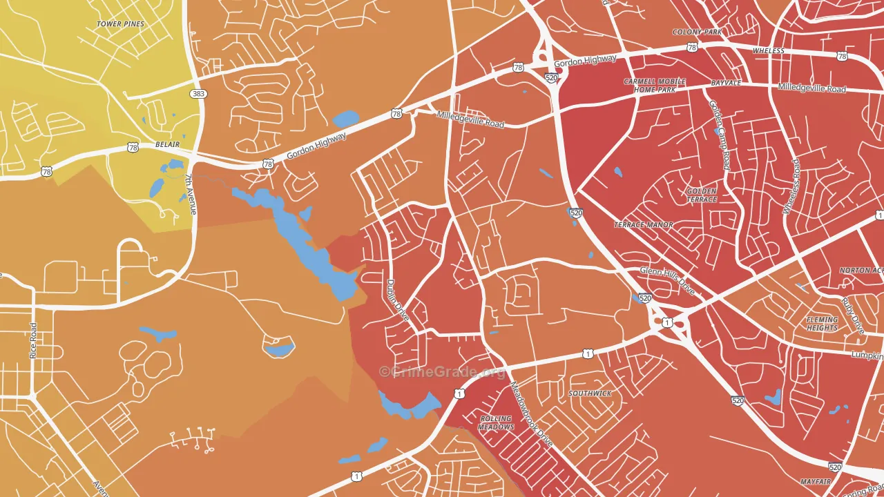 Barton Chapel, Augusta, GA Map of Murder Rates