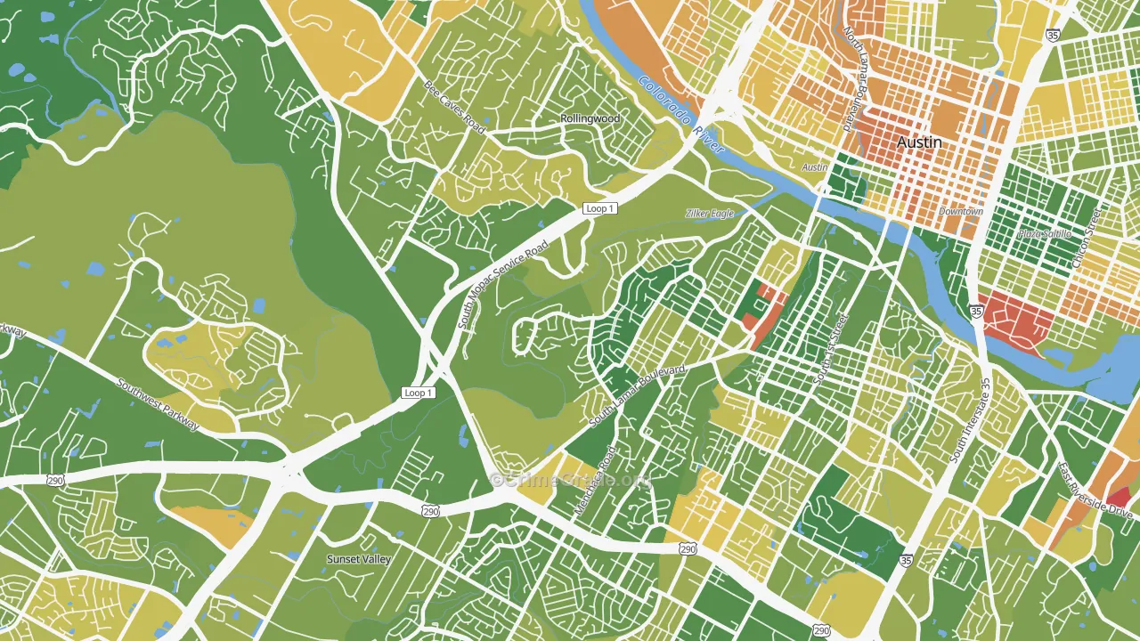 Barton Hills, Austin, TX Map of Murder Rates