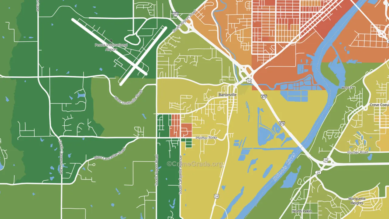 Bartonville, IL Map of Murder Rates