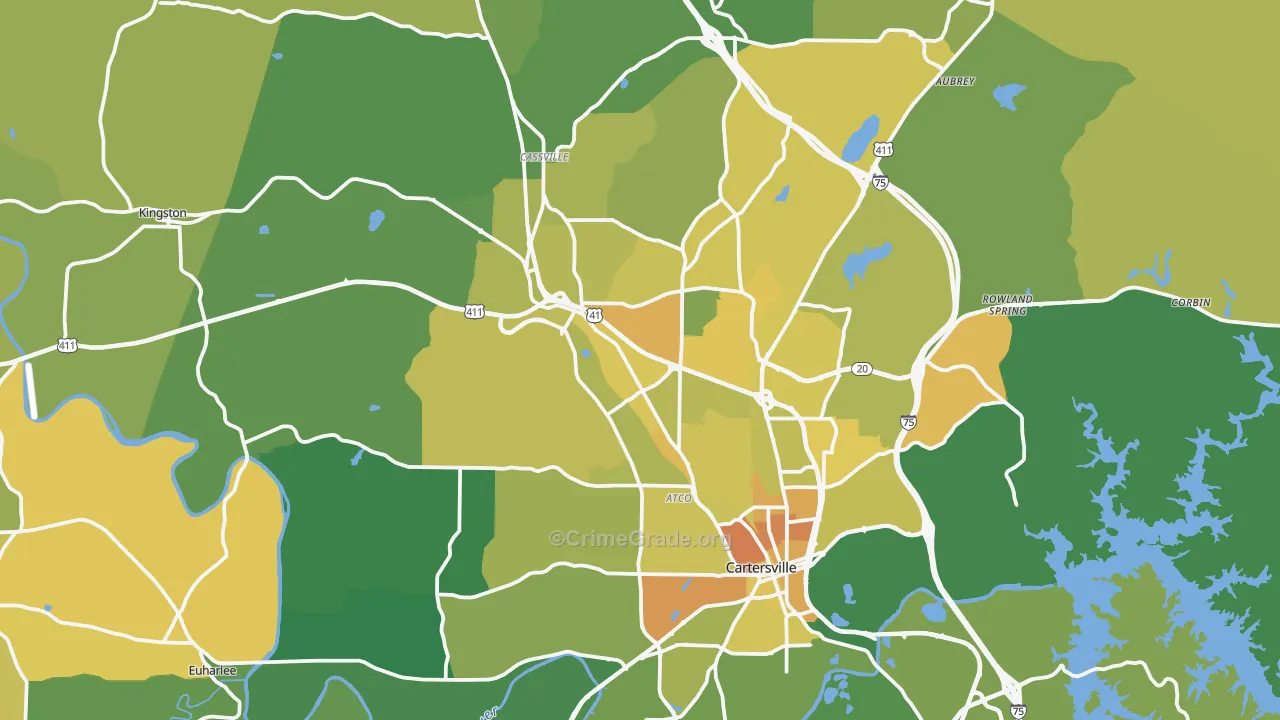 Bartow County, GA Map of Murder Rates