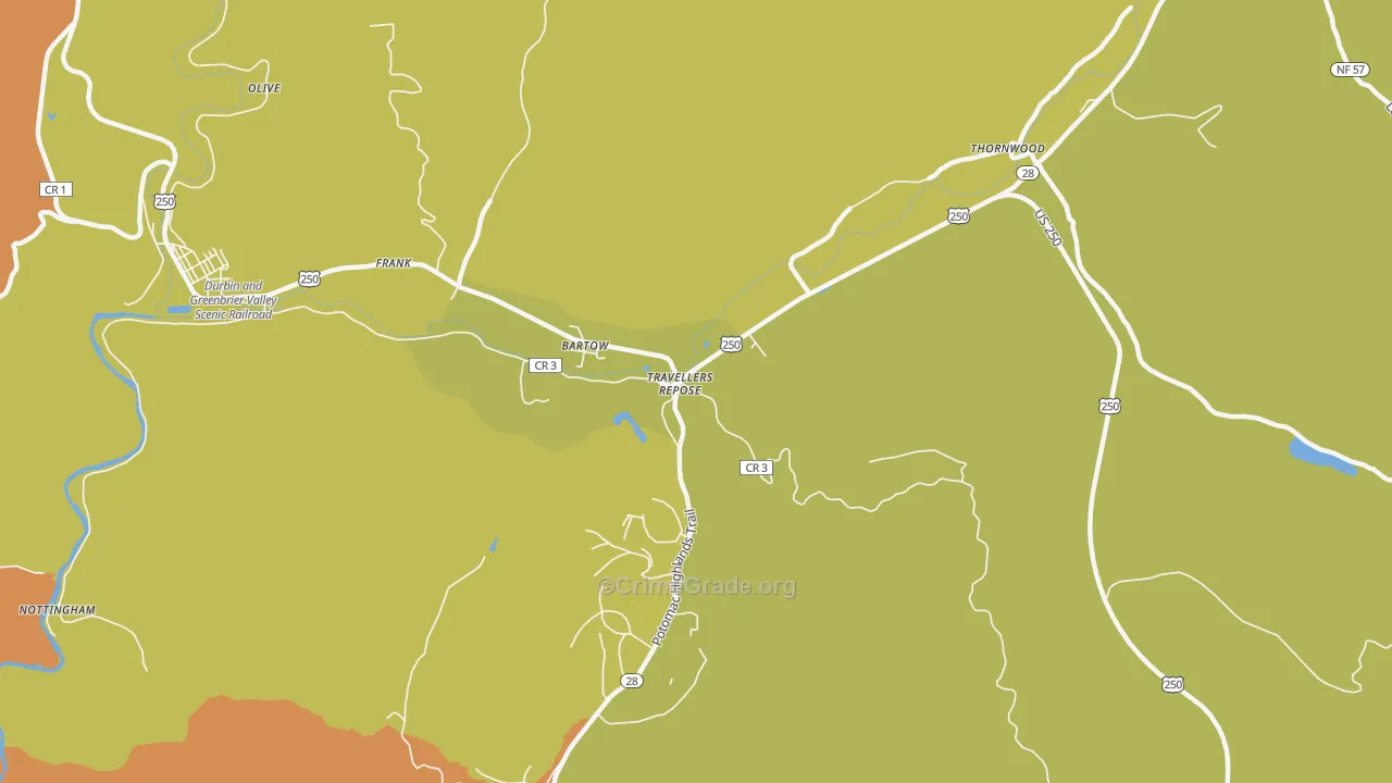 Bartow, WV Map of Murder Rates