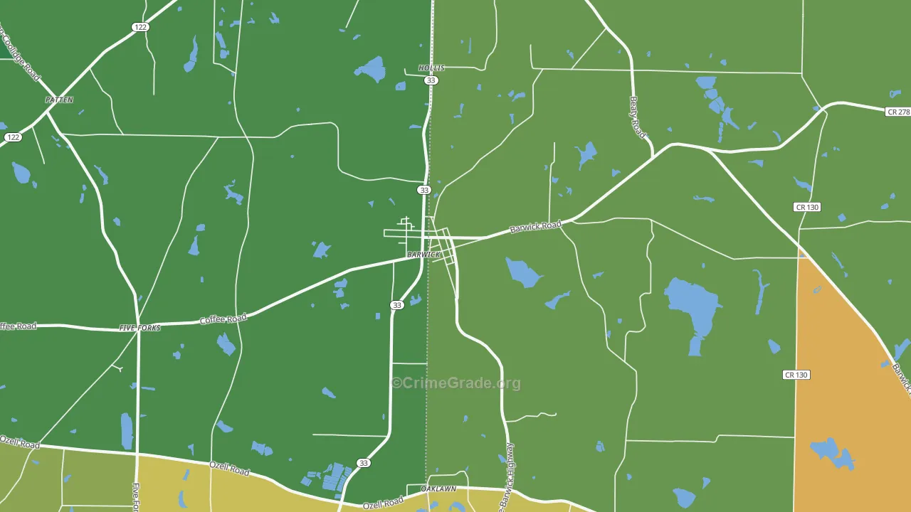Barwick, GA Map of Murder Rates