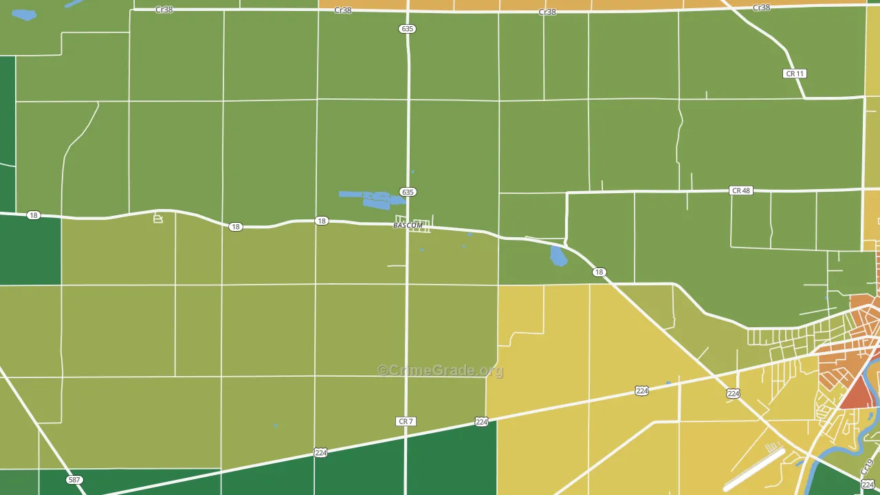 Bascom, OH Map of Murder Rates