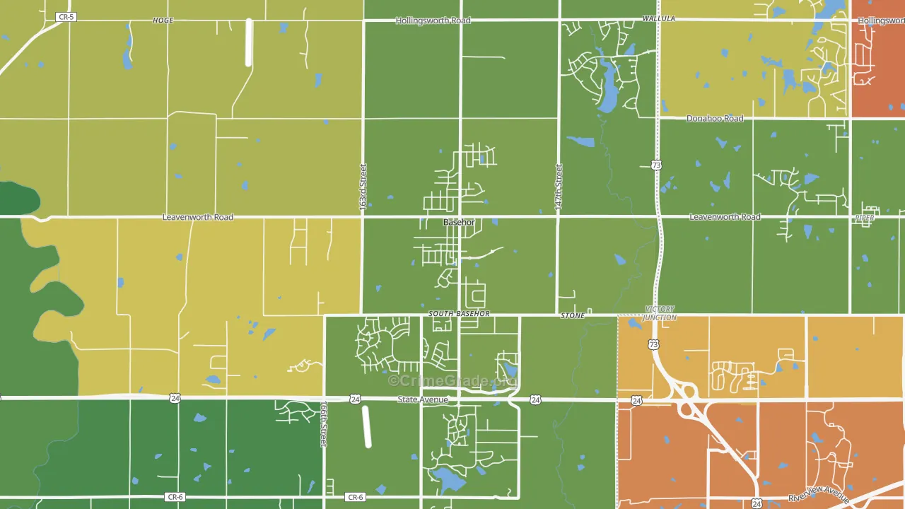 Basehor, KS Map of Murder Rates