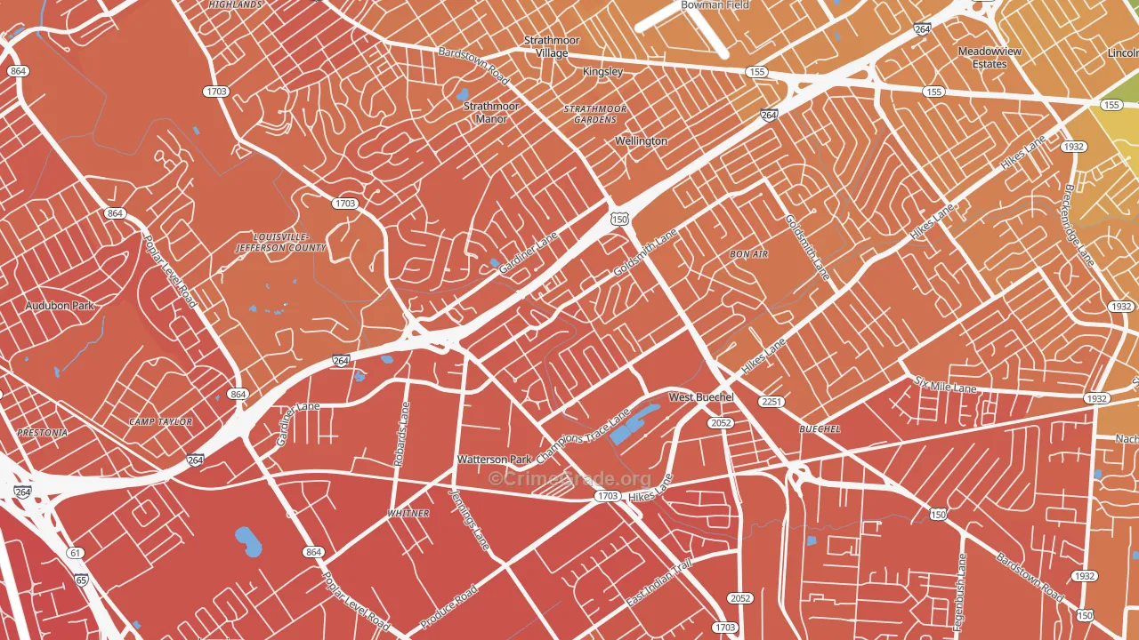 Bashford Manor, Louisville, KY Map of Murder Rates