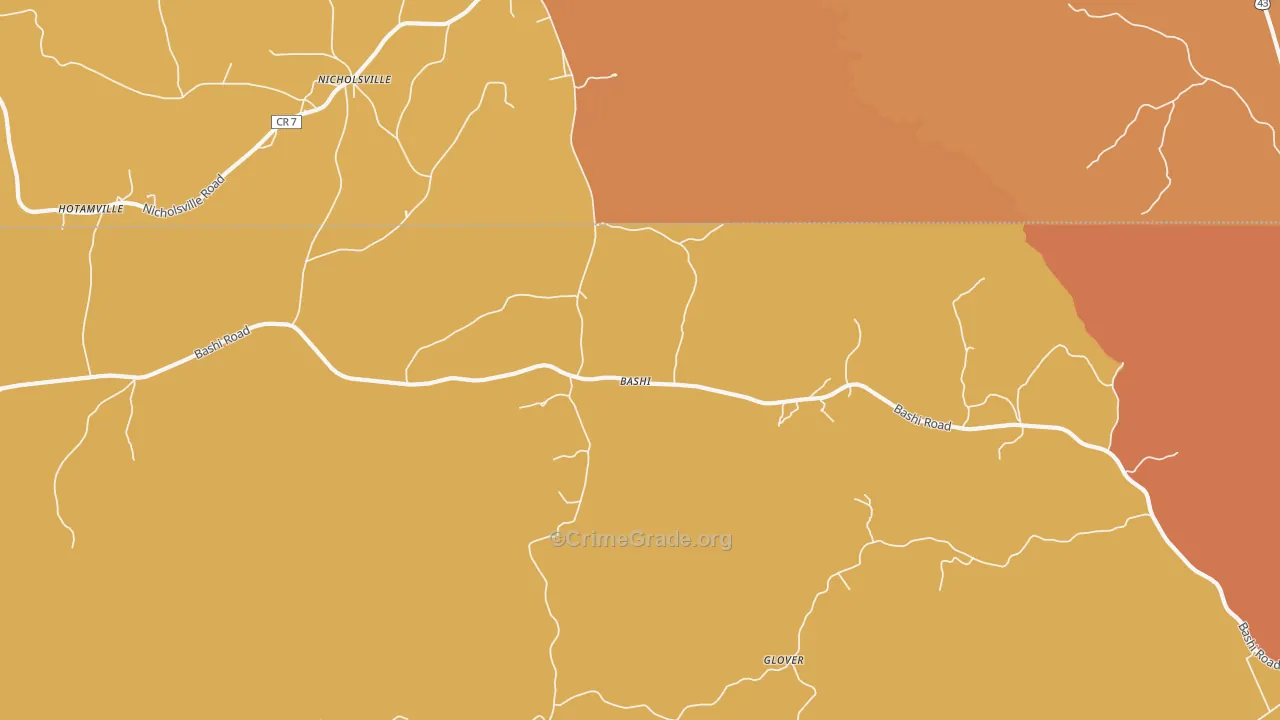 Bashi, AL Map of Murder Rates