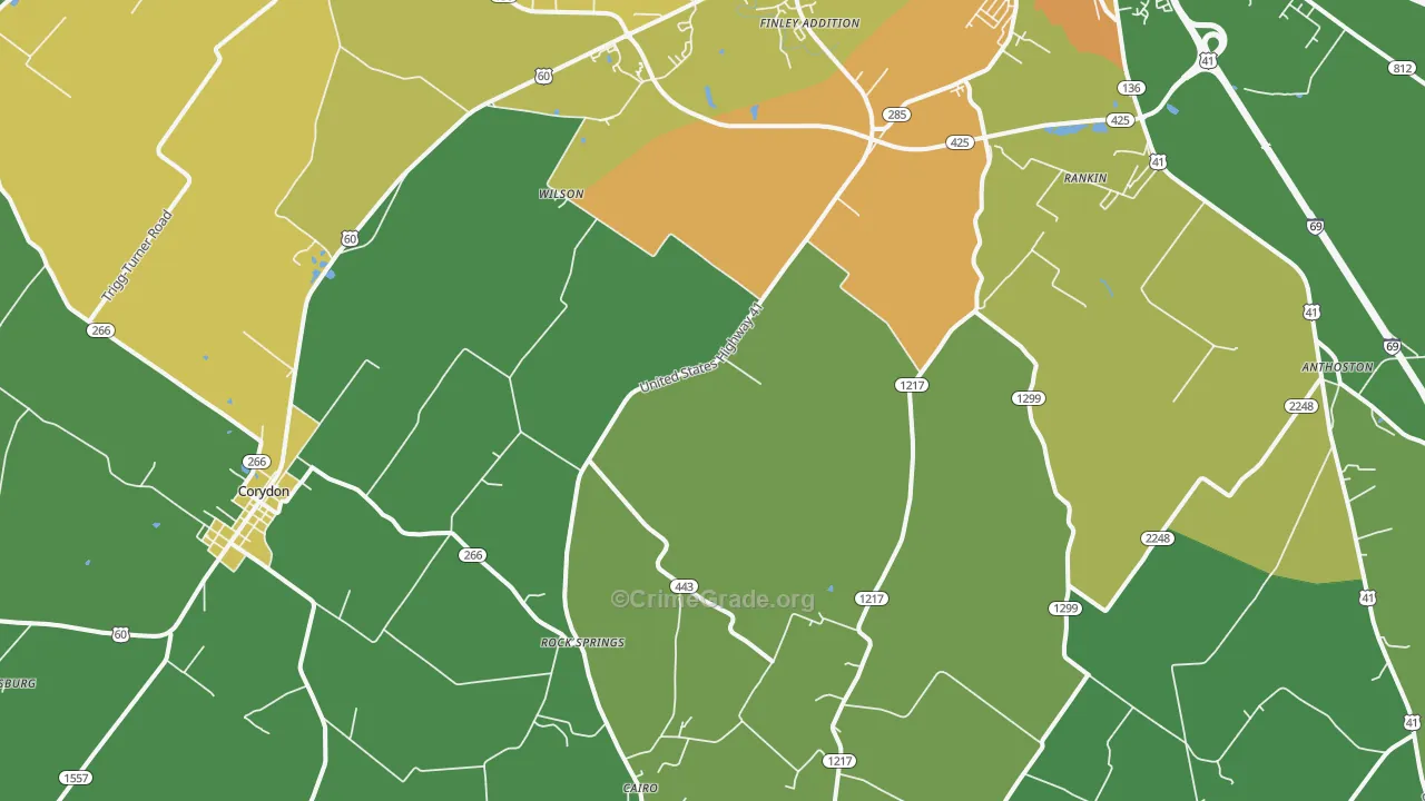 Baskett, KY Map of Murder Rates