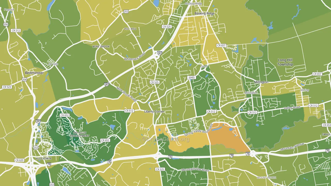 Basking Ridge, NJ Map of Murder Rates