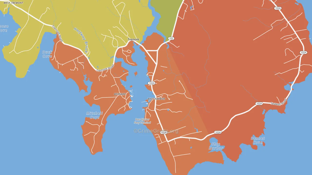 Bass Harbor, ME Map of Murder Rates