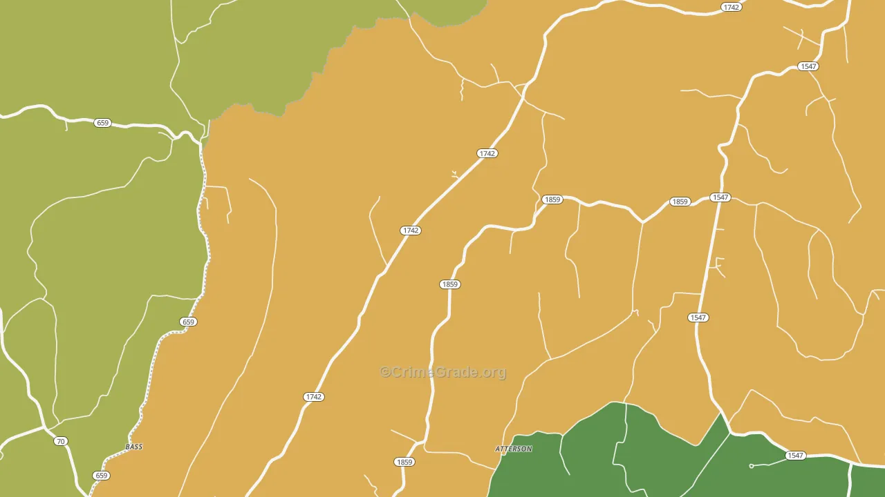 Bass, KY Map of Murder Rates