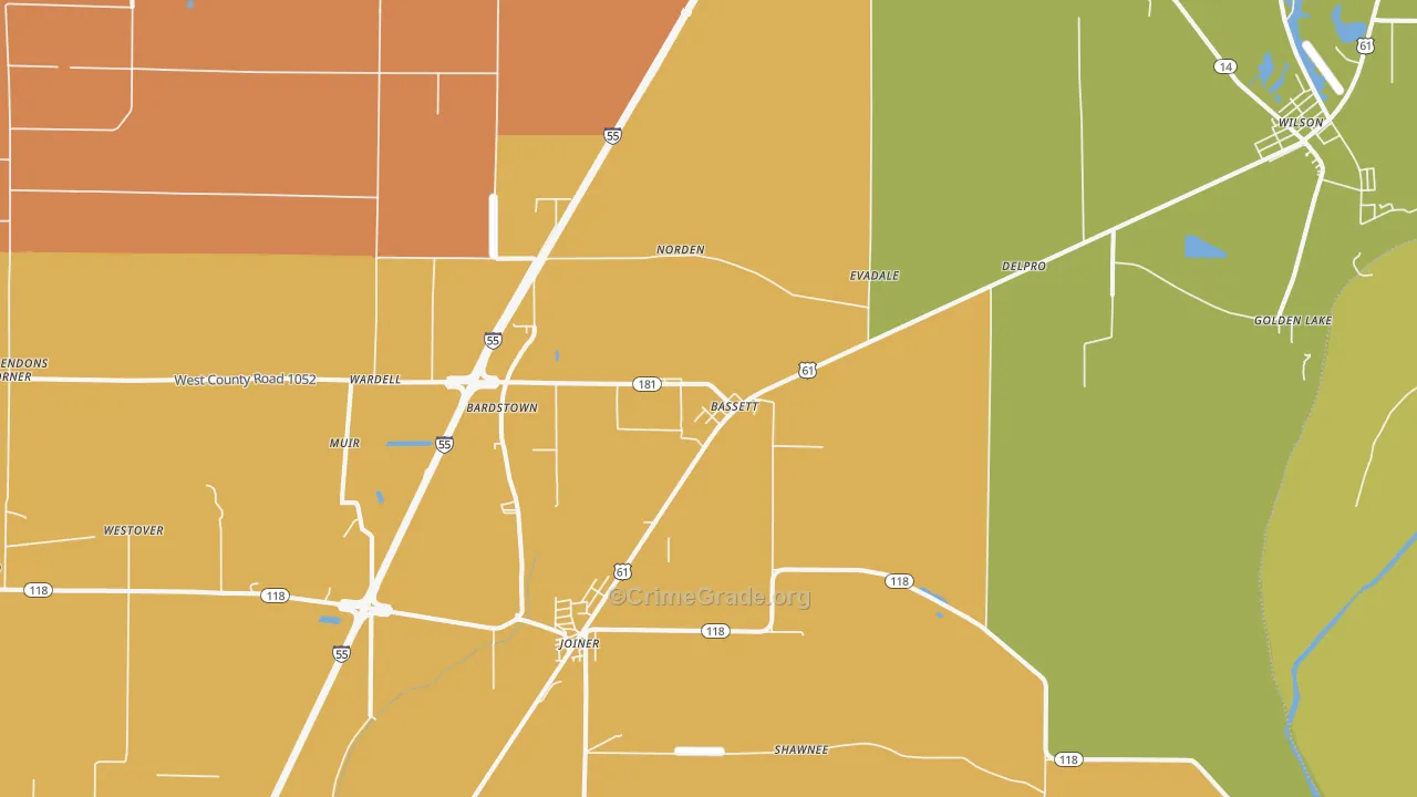 Bassett, AR Map of Murder Rates