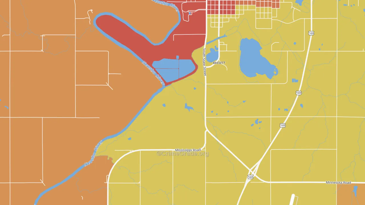 Bassett, KS Map of Murder Rates