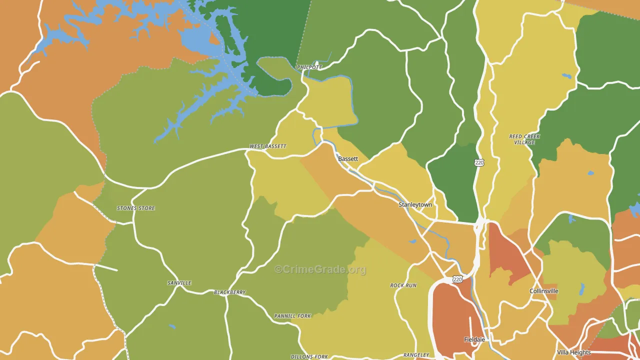 Bassett, VA Map of Murder Rates