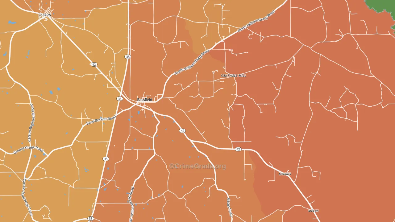 Bassfield, MS Map of Murder Rates