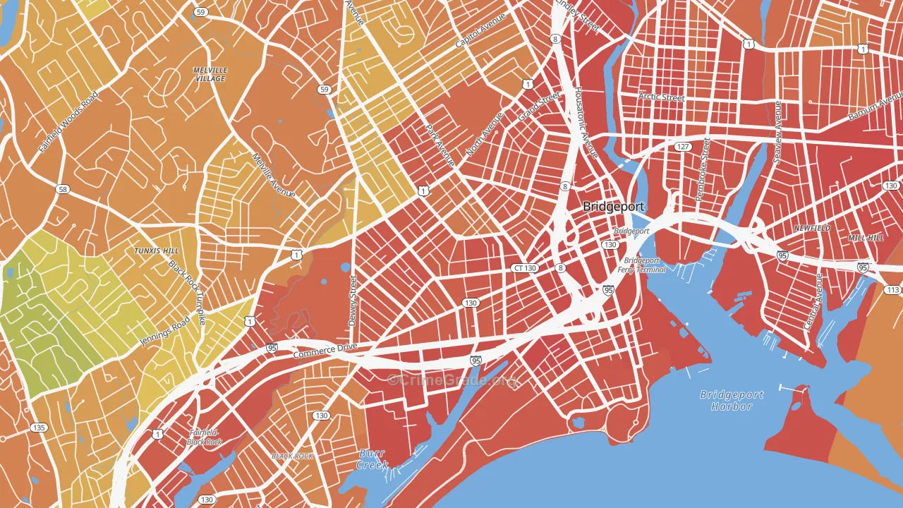Bassickville Historic District, Bridgeport, CT Map of Murder Rates