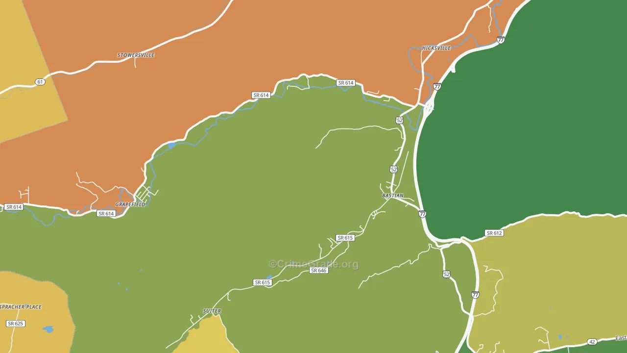 Bastian, VA Map of Murder Rates