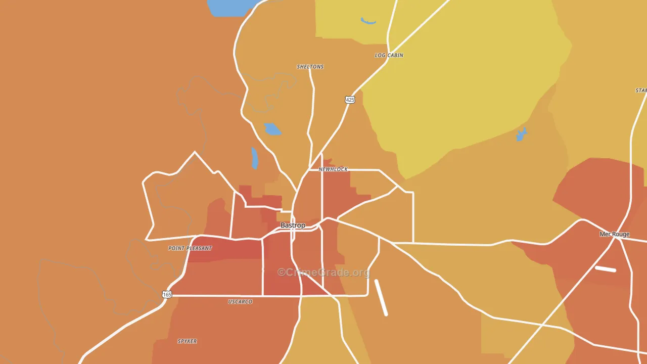 Bastrop, LA Map of Murder Rates