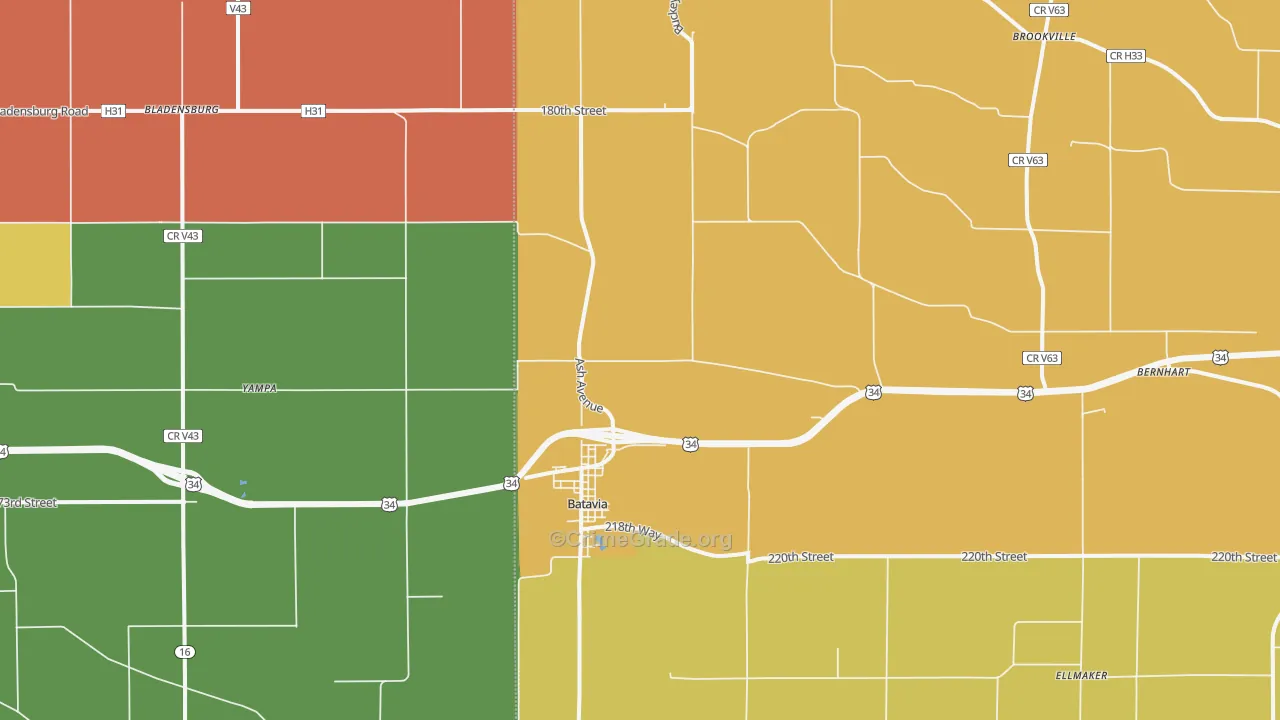 Batavia, IA Map of Murder Rates