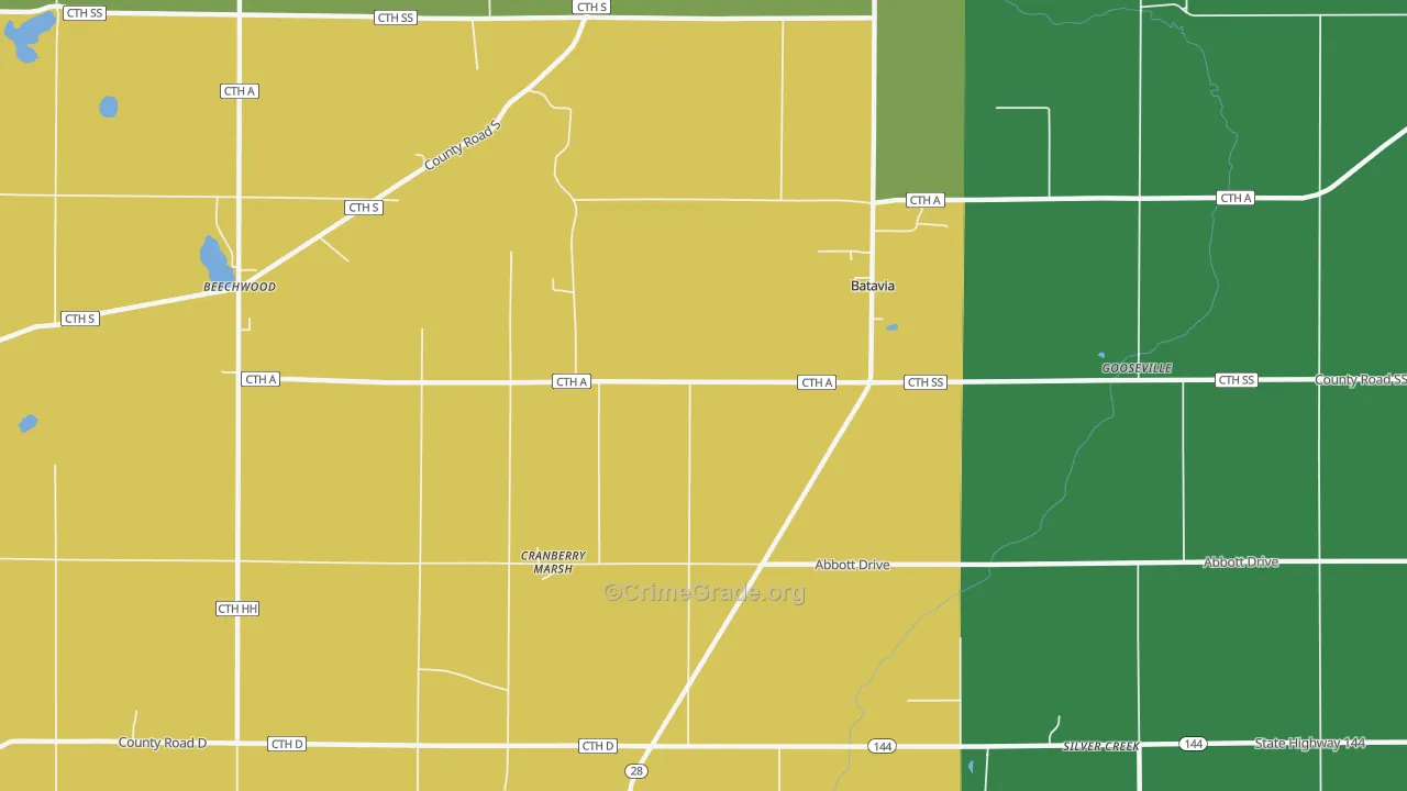 Batavia, WI Map of Murder Rates
