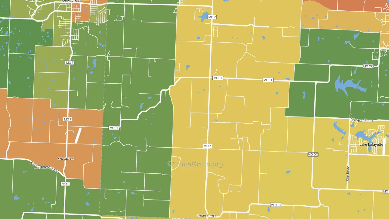 Bates City, MO Map of Murder Rates