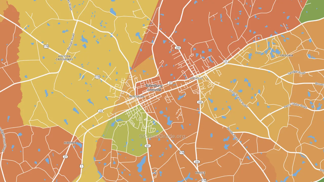 Batesburg-Leesville, SC Map of Murder Rates