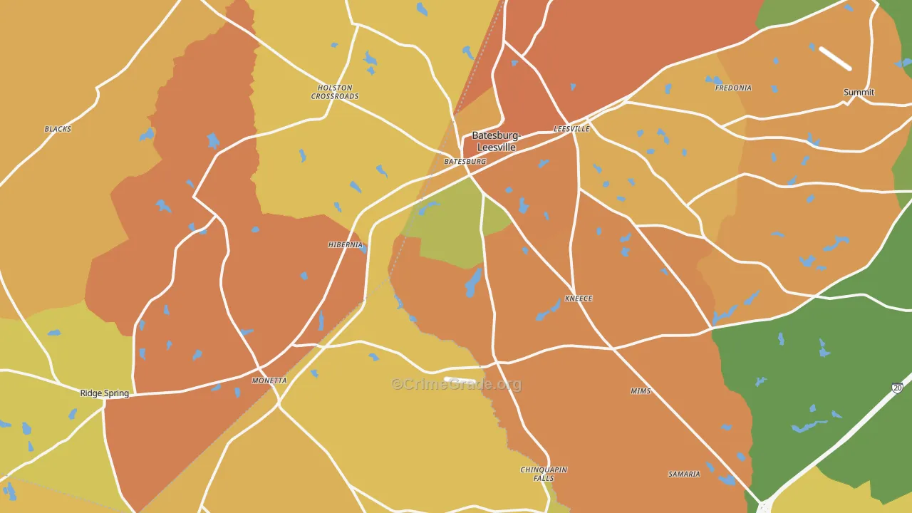 Batesburg, SC Map of Murder Rates