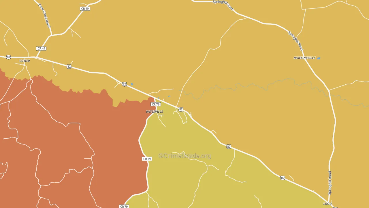 Batesville, AL Map of Murder Rates