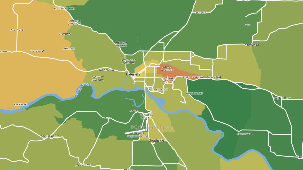 Batesville, AR Map of Murder Rates