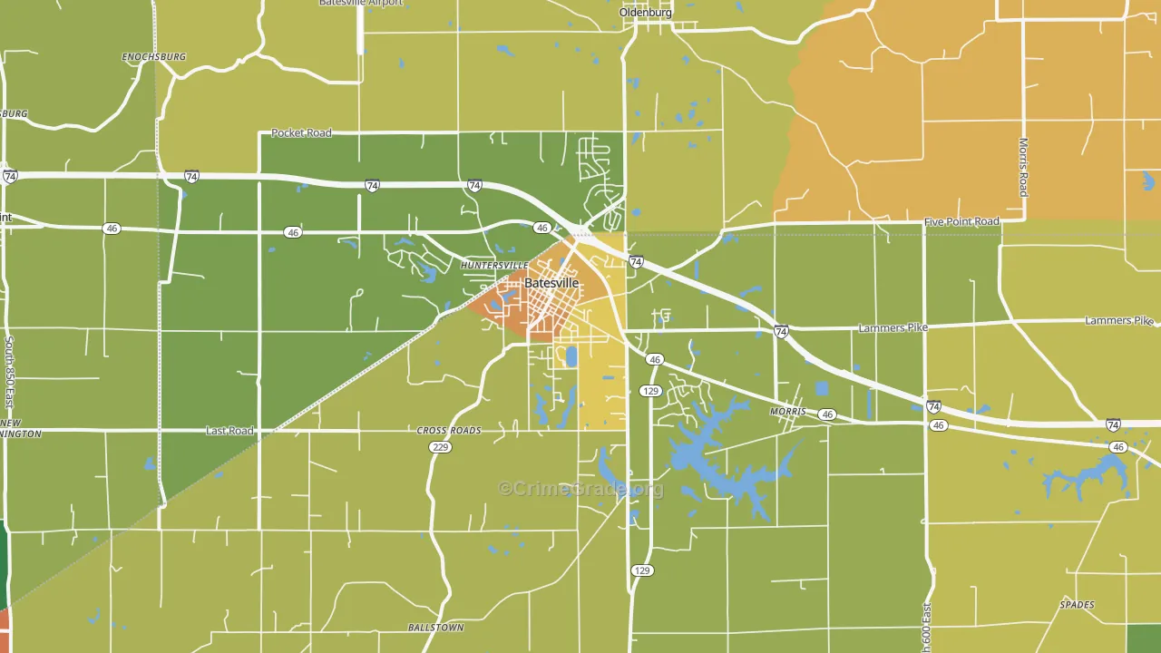 Batesville, IN Map of Murder Rates