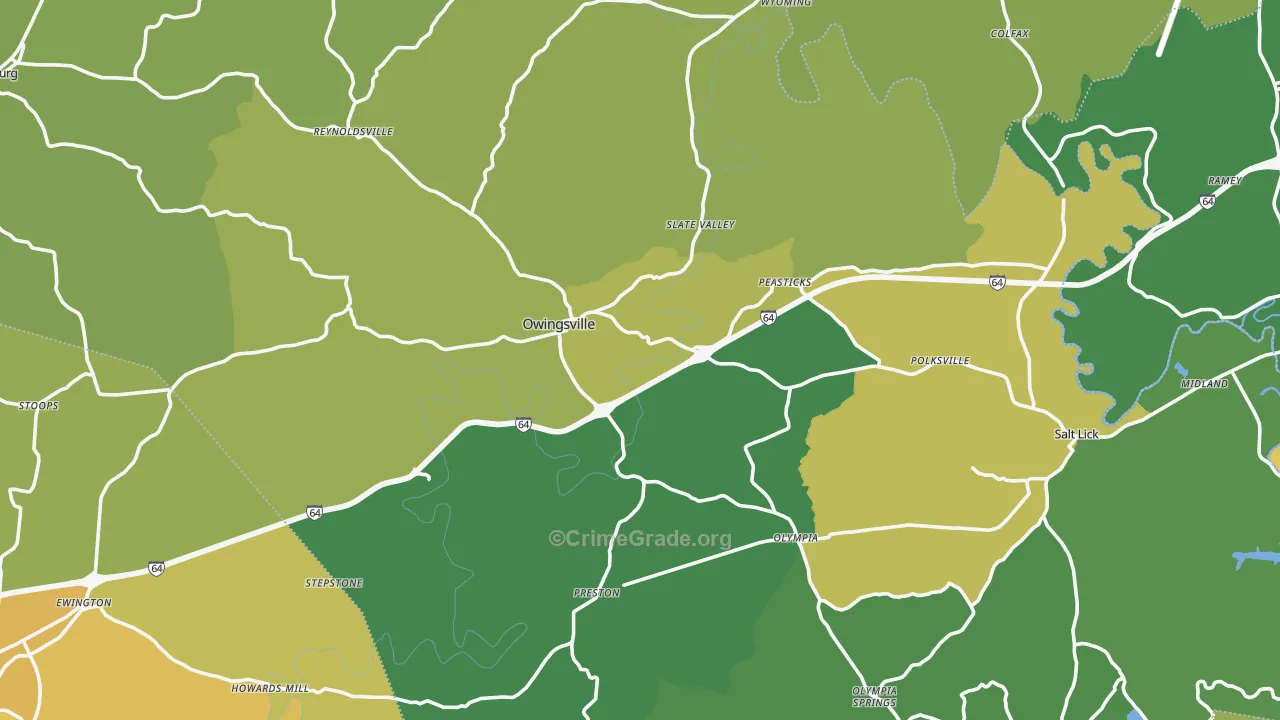 Bath County, KY Map of Murder Rates