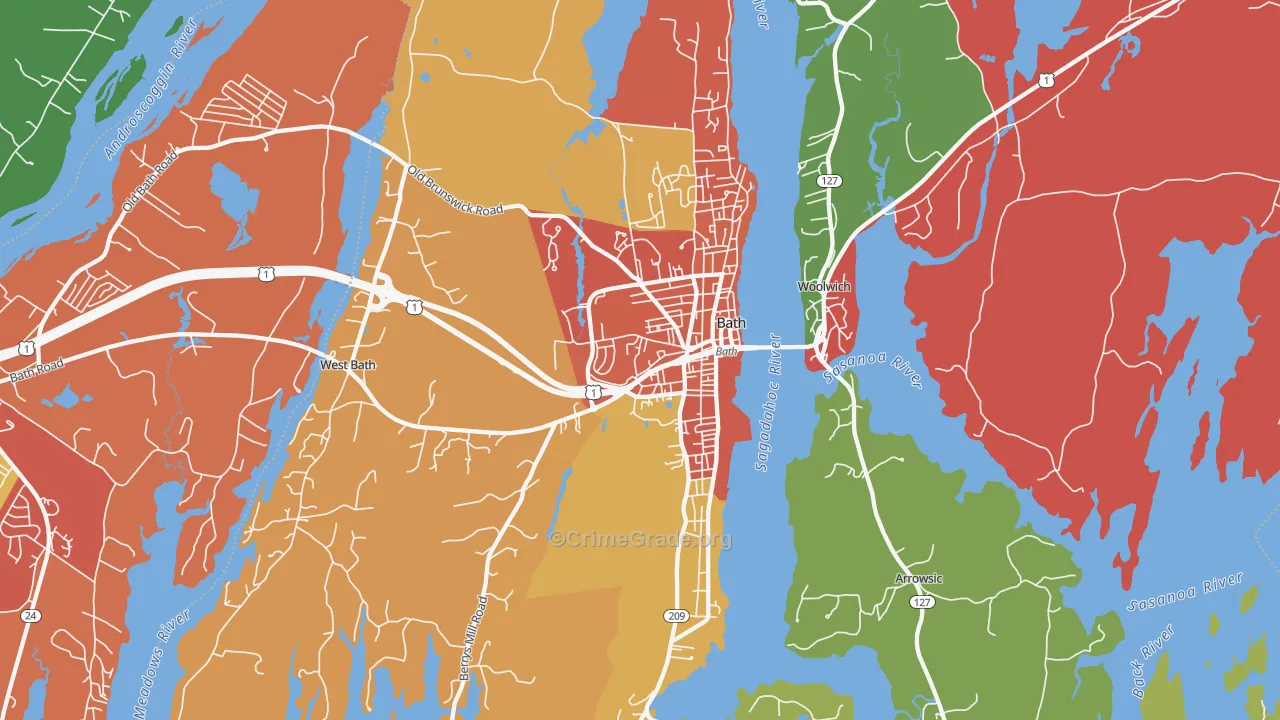 Bath, ME Map of Murder Rates