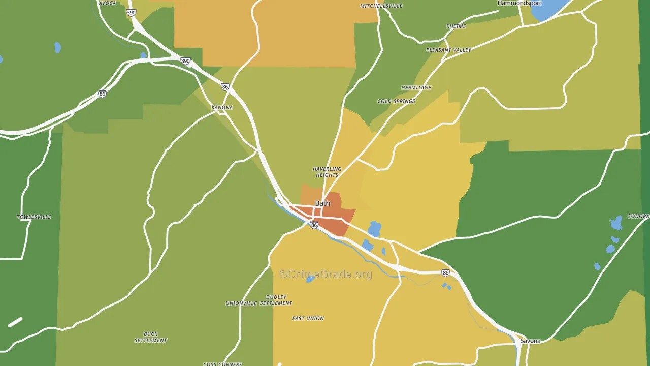 Bath, NY Map of Murder Rates