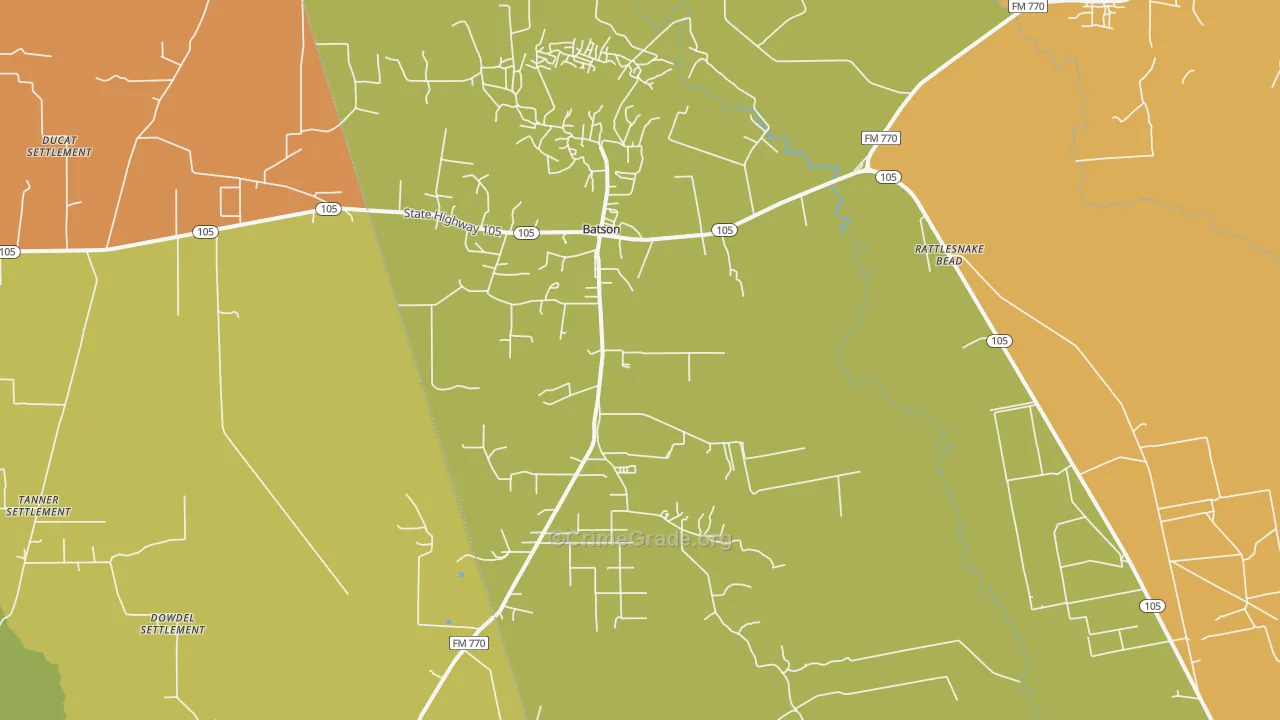 Batson, TX Map of Murder Rates